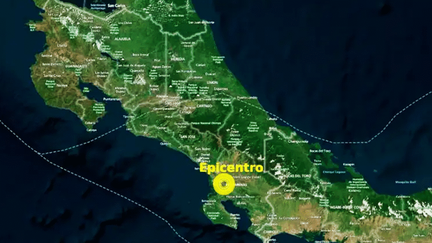 Sismo de magnitud 6.2 sacude el Pacífico Central de Costa Rica.
