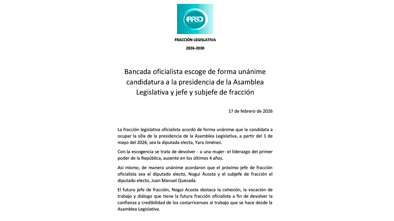 Fracción oficialista define liderazgo en Asamblea 2026-2030