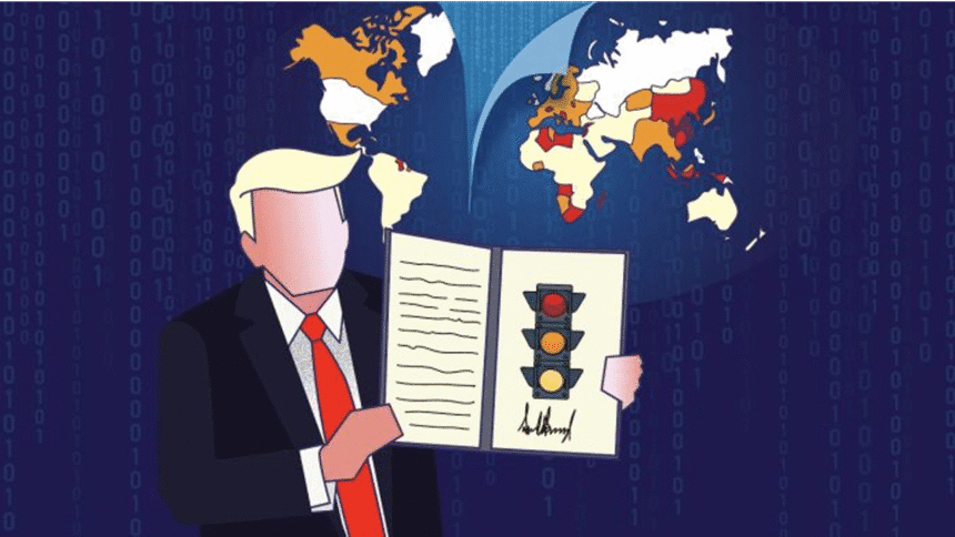 Ilustración de banderas y contenedores simbolizando la diplomacia arancelaria