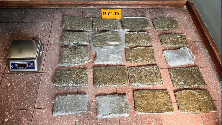 decomiso de droga: evidencia de marihuana, cocaína, armas y dinero