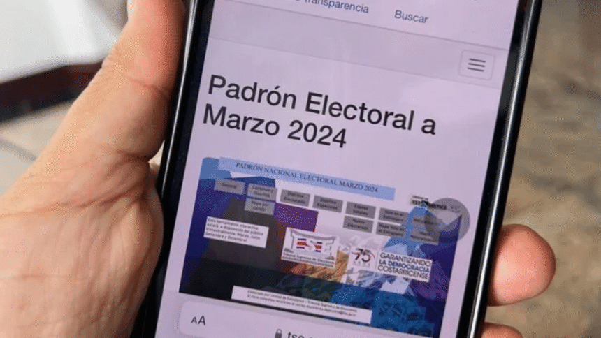 Pantalla con la herramienta interactiva del TSE que muestra datos del padrón electoral y candidaturas 2026