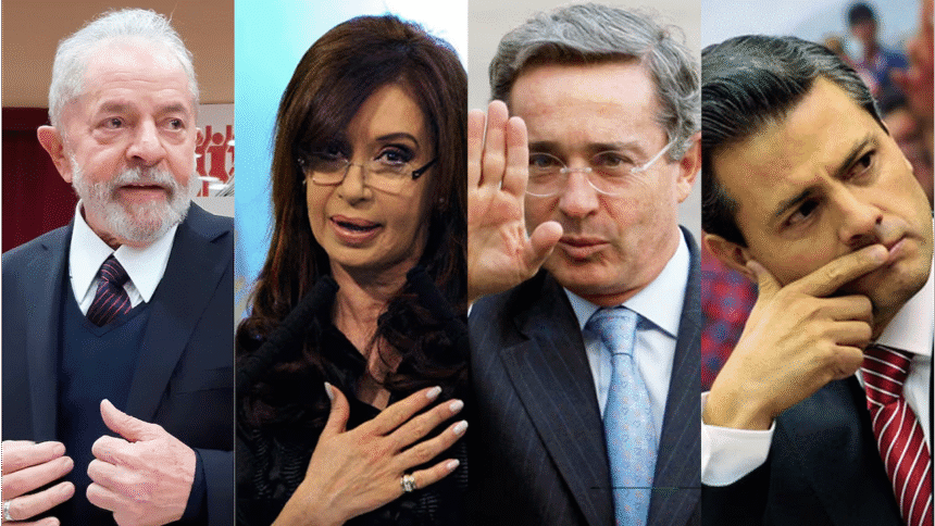Líderes latinoamericanos enfrentan procesos judiciales por corrupción y abuso de poder.
