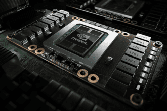 Chips IA de Nvidia instalados en una placa de servidor de alta gama